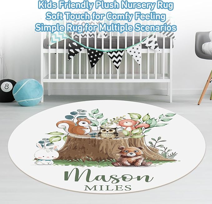 Personalized Baby Crib Bedding Set, Custom Name Blanket with Dotted Backing, 5 Piece Custom Gift Animals Design Crib Bed Set for Baby Infant Shower Birthday, Floral Crib Bedding Gifts Style30