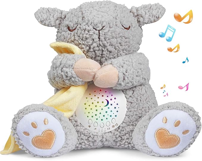 BEREST Rechargeable Baby Sleep Soother, Mom's Heartbeat Babies Cry Sensor Lullabies & White Noise Sound, Nursery Decor Night Light Projector Toddler Crib Sleeping Aid, Boys & Girls Shower Gifts