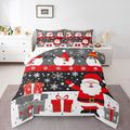 Feelyou Christmas Bedding Set Soft for Boys Girls, Merry Christmas Comforter Set Full Size New Year Gift Duvet Quilt Microfiber Snowflake Bedroom Decor 3 Pcs with 2 Pillow Cases