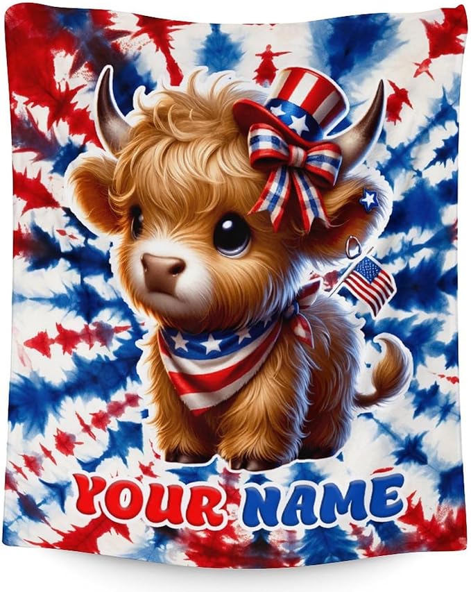 Custom Highland Cow Blanket for Women - 50" x 60" Inches Aesthetic Cow Theme Throw Blanket - Soft Cozy Plush Throw for Sofa, Bed & Travel