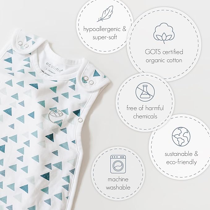 Ecolino Organic Cotton Baby Sleep Sack - 2-Way Zipper Baby Wearable Blanket - Newborn Sleeping Bag Sack - 0-6 Months - Goose