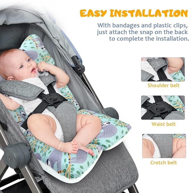 Universal Baby Stroller Cushion Pad for Toddler 3D Air Mesh Baby Seat Pad Liner for Stroller Soft and Breathable Pram Pushchair Baby Stroller Cushion Seat Liner for Baby （Sloth）