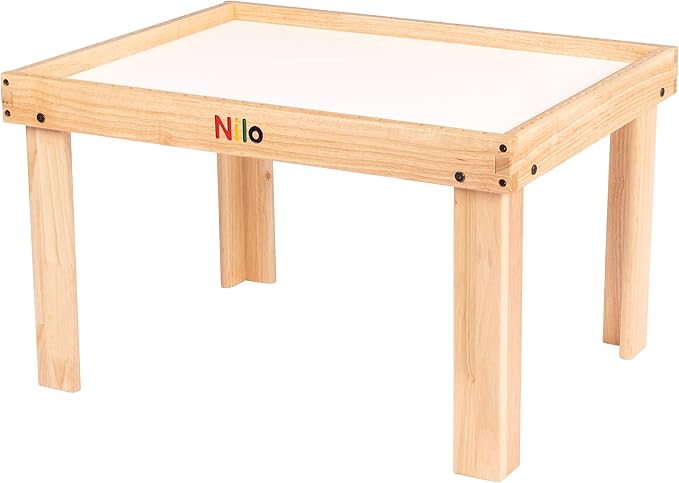 NILO Kids Play Table Set with 2 Compatible Lego Duplo Detachable Two-Sided Baseplates/Boards/Mats (N34 Activity Table w/Holes, 24x32x20 and 2X Green Base Plates 12x32)