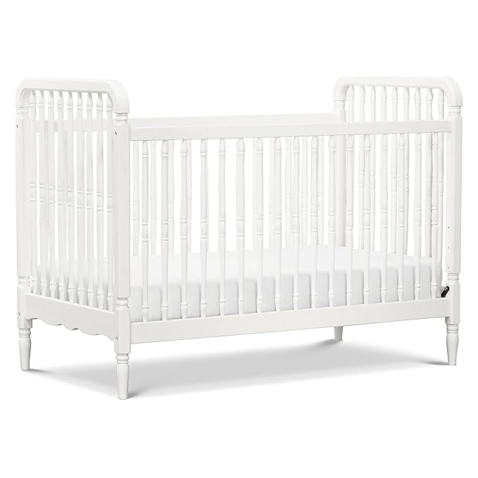 Namesake Liberty 3-in-1 Convertible Baby Crib - Greengurad Gold Certified - Wooden Convertible Baby Crib to Toddler Bed, Daybed - Durable & Easy to Assemble, 4 Adjustable Mattress Heights - Warm White