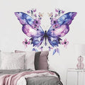 Purple Butterfly Flower Wall Decals Large Blue Butterfly Stickers Colorful Art Decal Removable Peel and Stick Butterflies Wall Decor for Kids Girls Bedroom Nursery Bathroom Decorations