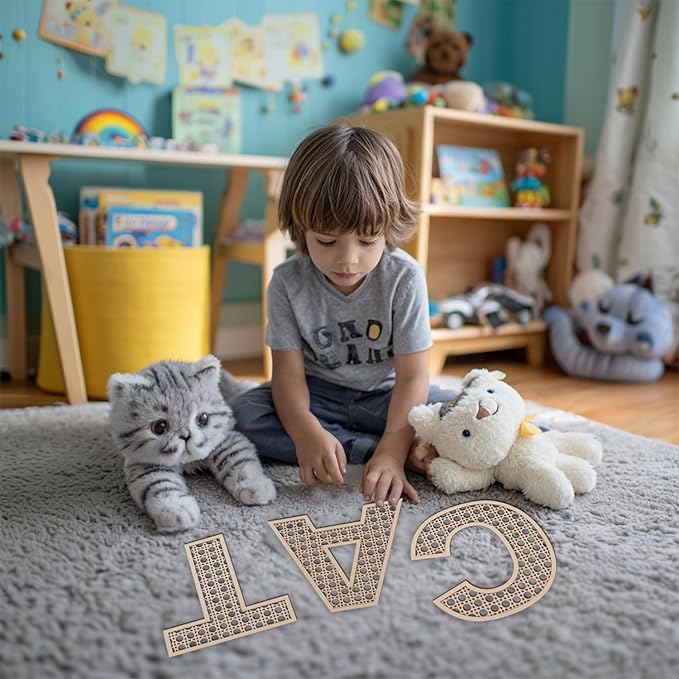 She Love Large Boho Wooden Rattan Letters 12 inch for Nursery Decor Wood Letter K Wall Decors for Baby Girl Boy Bedroom Home Rustic Name Sign Birthday Wedding Decorative letters