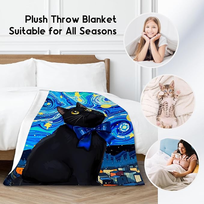 Kids Blanket - Cat Blankets for Cat Lovers - Lightweight Flannel Soft Cute Throws Gifts for Room Decor/Bed/Sofa - 50"x60"