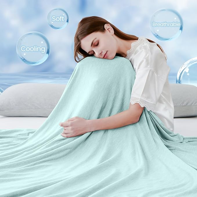 LUXEAR Cooling Blanket Keep Cool in Hot Summer, 51 X 67in Twin or Baby Size Blanket for Adults, Children,Japanese Q-Max >0.5 Technology Arc-Chill Cooling Fiber, Breathable Comfortable All-Season-Green