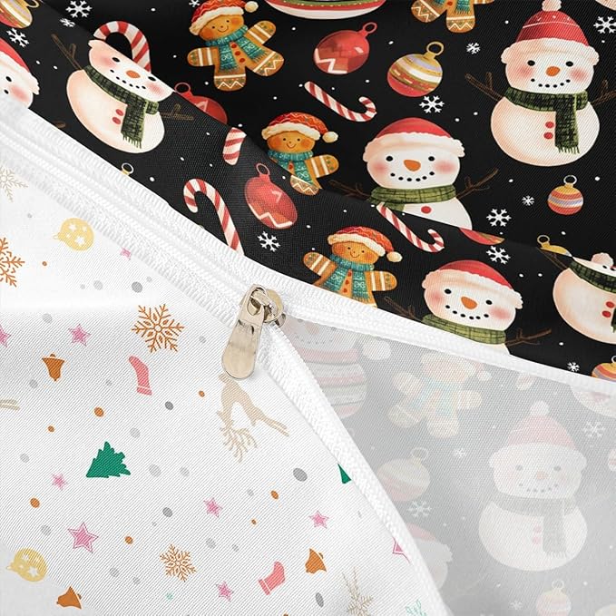 Feelyou Merry Christmas Duvet Cover Twin Size Gingerbread Man Snowman Comforter Cover for Boys Girls Candy Cane Bell Xmas Decor Bedding Set 2Pcs Reversible Xmas Decor Room Decor