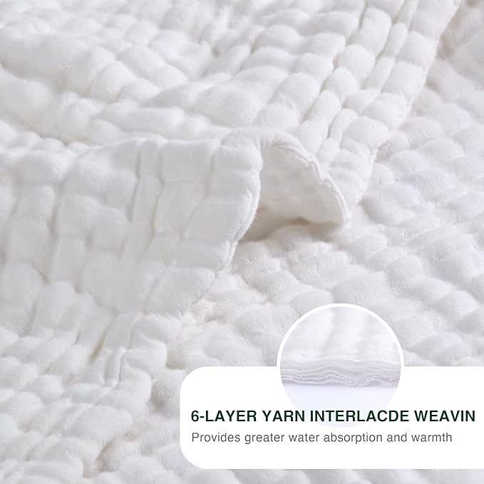 Love's cabin 6 Layer 100% Cotton Muslin Blanket, 60"x80" Twin Muslin Blanket for Couch Bed, Lightweight and Breathable Cotton Gauze for Adult, White