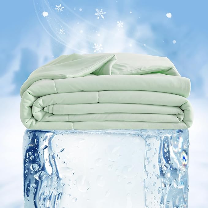 NTBAY Cooling Blanket King, 104x90 Inches - Lightweight Summer Bed Blanket for Hot Sleepers, Japanese Double-Sided Q-Max 0.45 Cooling Fabric, Mint Green
