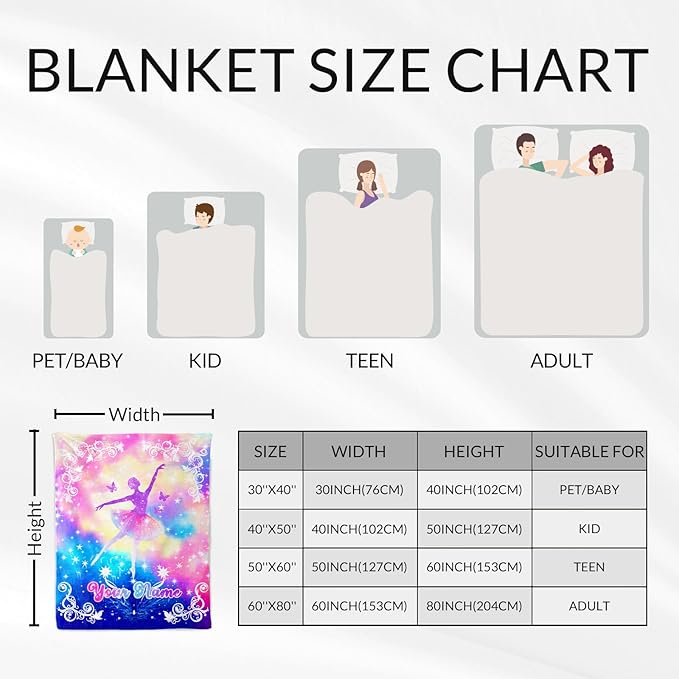 Personalized Dance Blanket - 30 x 40 Inches Lap Size Soft Fuzzy Plush Dance Gifts for Girls - Warm Throw Blankets Stuff Decor for Kids