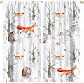Rustic Forest Window Curtains, Watercolor Woodland Animals Owl Hedgehog Fox Butterfly Forest Squirrel and Bear Blackout Windows Door Curtain for Bedroom Living Room Home Decor 63x63in