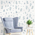 Watercolor Leaves Wall Stickers Blue Country Leaf Wall Decals Peel and Stick Small Tree Leaf Wall Stickers Removable Botanical Plant Leaves Wall Decals for Bedroom Living Room Decor