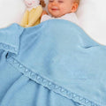 Baby Knit Blanket Soft Breathable Cotton Scallop Border Blankets Newborn Knitted Blanket Swaddle Blankets Gifts for Baby Newborn Toddler Shower Boy Girl New Mom Birthday Christmas Blue 30x30