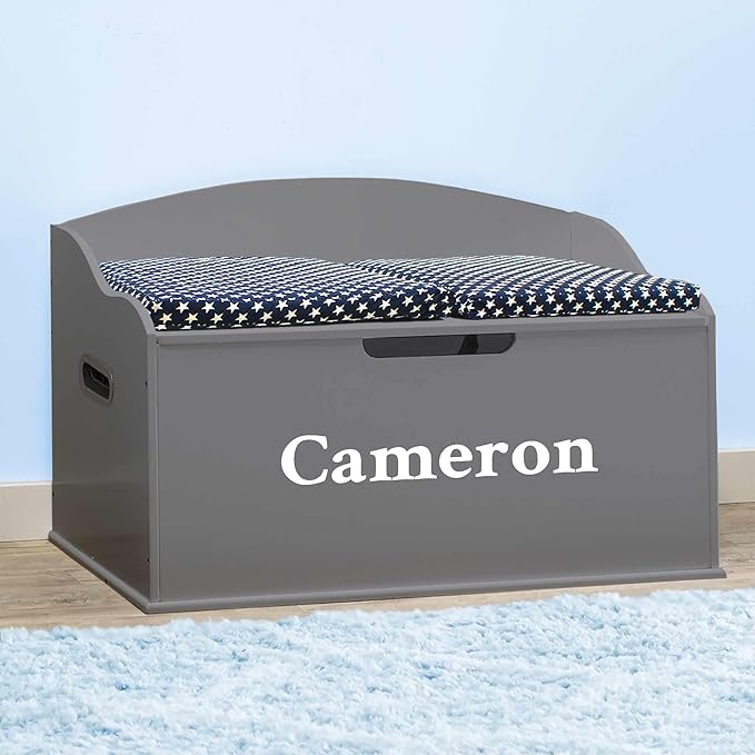DIBSIES Personalized Creative Wonders Toy Box, Signature Series for Boys, 30 x 19.25 x 18 inches, Soft-Close Lid (Dovetail Grey)
