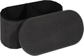 30" Oval Foldable Ottoman with Storage, Teddy Boucle Fabric Footrest, Storage Bench for Living Room, Bedroom, Entryway, Dorm, Darkgrey