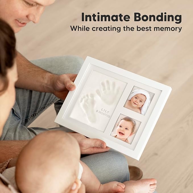 KeaBabies Baby Hand and Footprint Kit - Quick Dry Clay Baby Footprint Kit, Pets Paw, Newborn Keepsake Picture Frame for Boys, Girls, Personalized New Mom Gifts for Shower & Christmas (Vintage White)