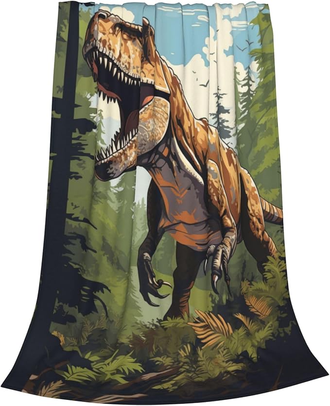 Dinosaur Blanket Gifts for Boys Kids Jurassic Tyrannosaurus Dino Flannel Throw Blankets for Home Couch Bed Sofa Soft Fuzzy Lightweight Decor All Season 60x50 Inches