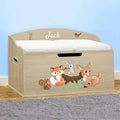 DIBSIES Personalized Creative Wonders Toy Box, Woodland Creatures, 30 x 19.25 x 18 inches, Soft-Close Lid (Natural)