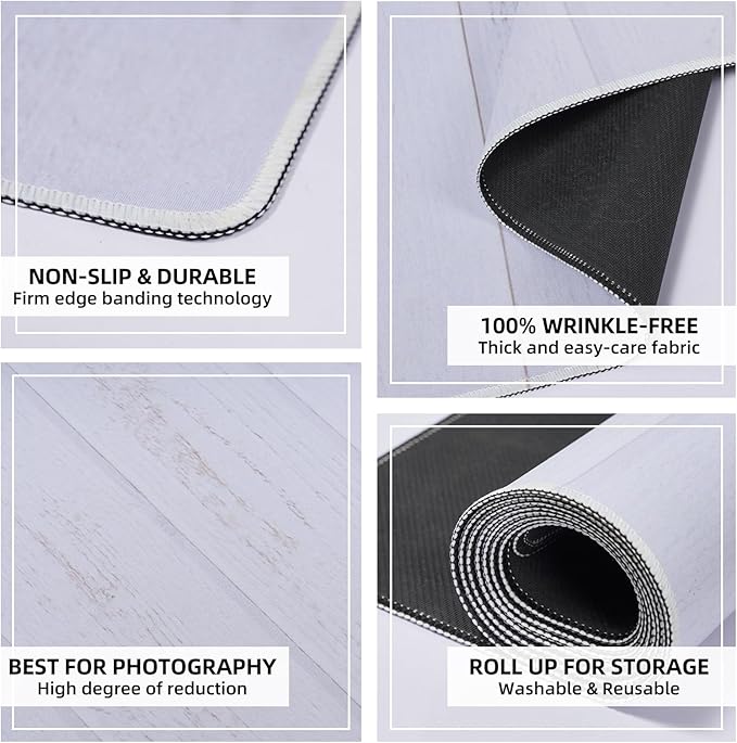 Kate Grey Floor Backdrop Photography Floor Mats Rubber Floor Wall Backdrop Newborn Photography Props Anti-Slip Rug for Photo Studio 5x4ft