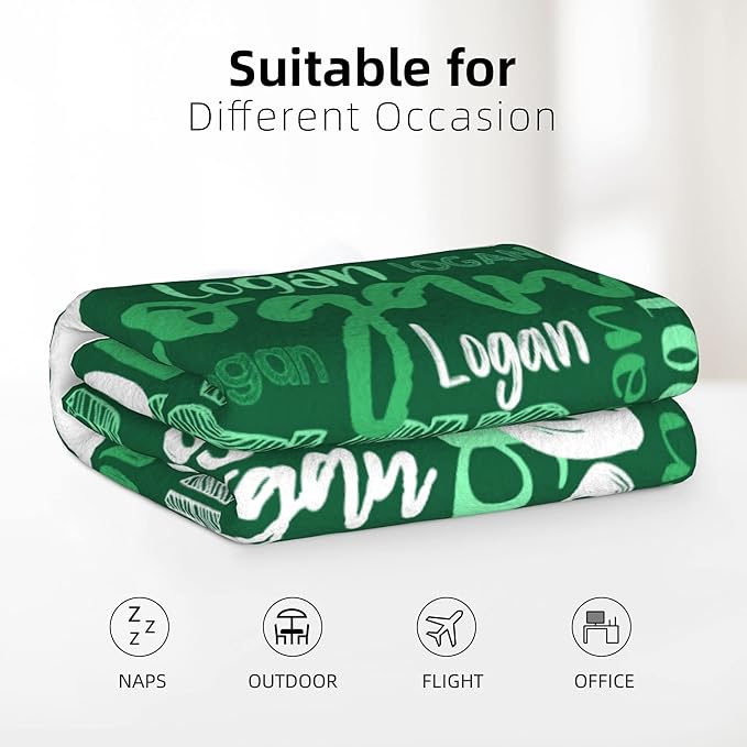 Dr.TOUGH Personalized Blankets with Name Customized Baby Blankets for Girls Boys Adults Monogrammed Blankets and Throws Christmas Birthday Mothers Fathers Valentines Day Gift (Green,60''×80'')