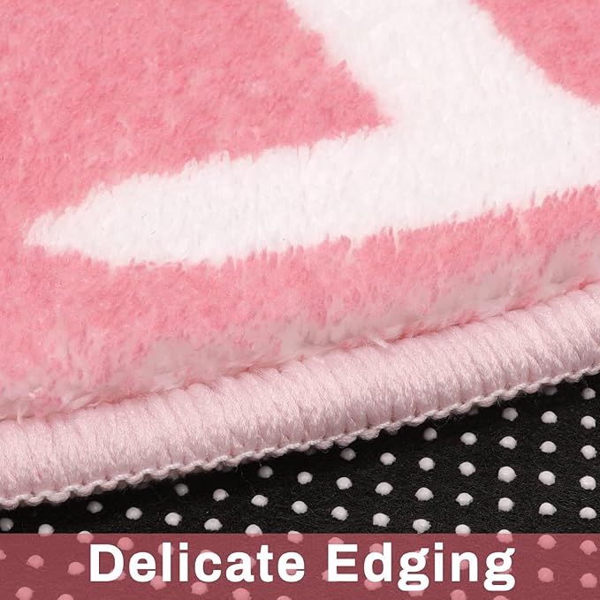 LIVEBOX Large Pink Rugs for Nursery, Washable Kids Rug for Girls Bedroom, Educational Round Rug for Playroom, ABC Circle Carpet Soft Princess Playmat for Living Room Classroom(71",Pink)