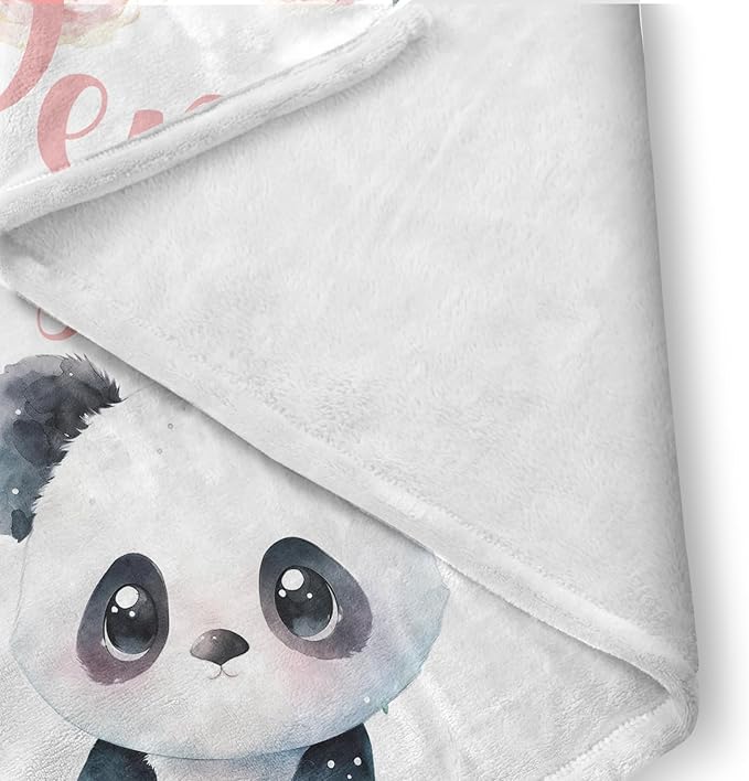 Custom Crib Bedding Set - Panda Design Personalized Name Baby Nursery Bedding 3 Pcs Set - Chic Soft Blanket, Sheet, Pillowcase for Newborns Boys Girls Gifts Color14