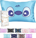 Silk Pillowcase for Kids - 30 x 20 Inches Queen Size Mulberry Silk Pillow Case with Zipper Cute Cartoon Kawaii Teens Girls Boys Pillowcase for Hair and Skin, Blue Eye