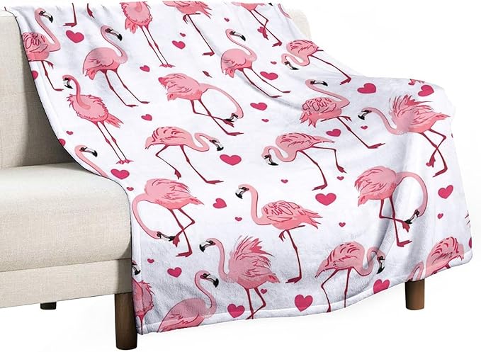 Flamingo Blanket for Girls, Women, and Kids - Soft Warm Cozy Fleece Throw for Couch, Sofa, Bed - Pink Gift for Flamingo Lovers - 60"x80"