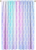 Fantasy Mermaid Curtain Rainbow Mermaid Scales Purple Pink Blue Ocean Theme Dream Blackout Window Treatment for Kids Boys Girls Bedroom Nursery Room Decor Rod Pocket Window Drapes 42x63in