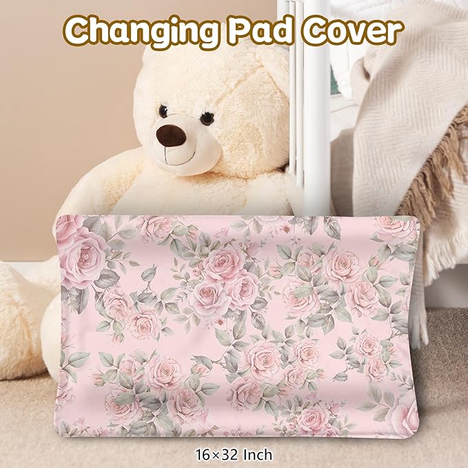 Custom Name Crib Bedding Set, 3 Pcs Personalized Baby Crib Bedding Set, Soft Flower Animals Nursery Crib Sets for Boys Girls, Double Layer Toddler Bedding Set Customized Gifts for Newborn Kids