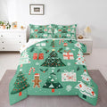 Feelyou Christmas Bedding Set Soft for Boys Girls, Xmas Tree Snowflake Comforter Set King Size Gingerbread Man Duvet Quilt Microfiber New Year Gift Bedroom Decor 3 Pcs with 2 Pillow Cases