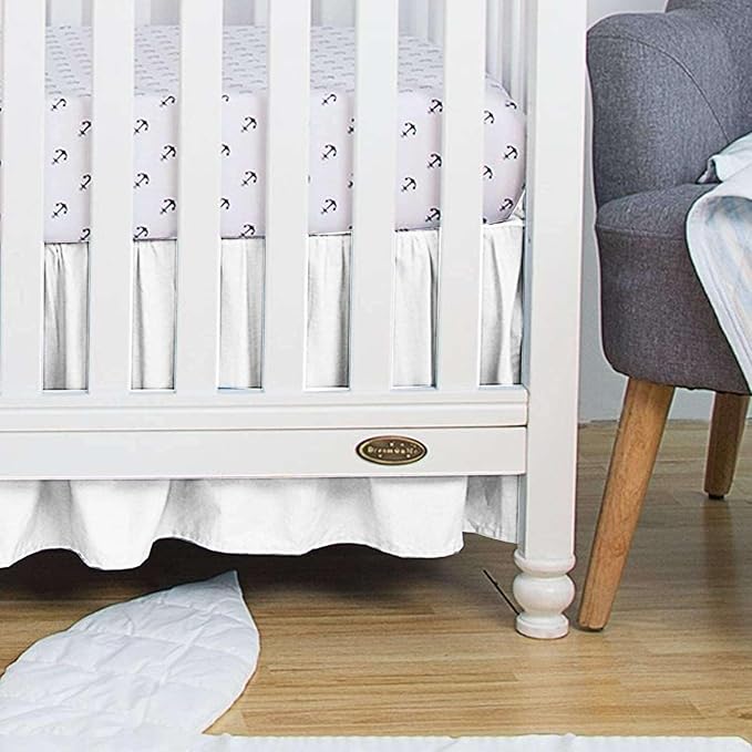 100% Egyptian Cotton, Nursery Crib Toddler (24" x 38" + 10") 800 Thread Count Crib Skirt Dust Ruffle, Bedding Skirts for Baby Boys or Girls, 10" Drop, Burnt Orange Solid