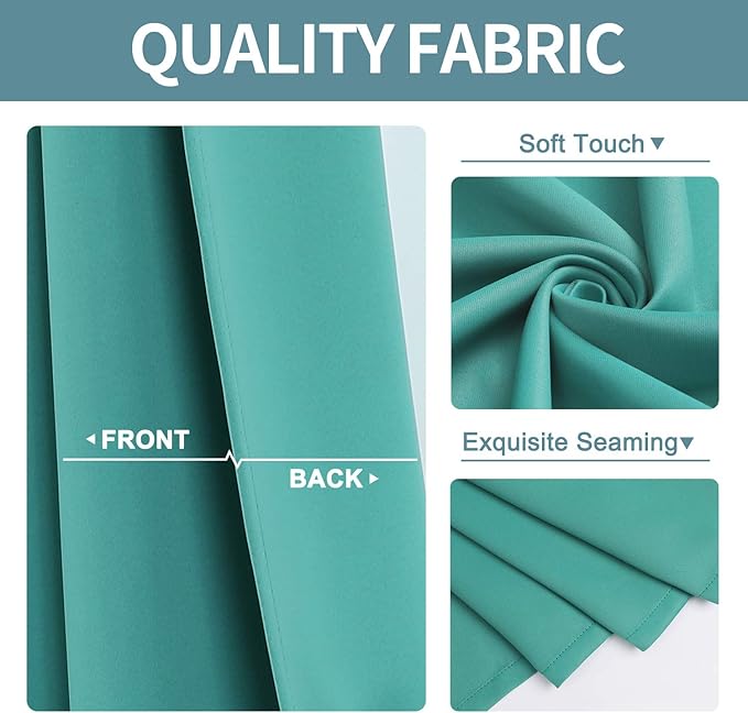 ChrisDowa Small Kitchen Valances for Windows - Grommet Short Thermal Insulated Room Darkening Window Valances Curtains for Living Room (2 Panels, Teal, 52 x 18 Inch)