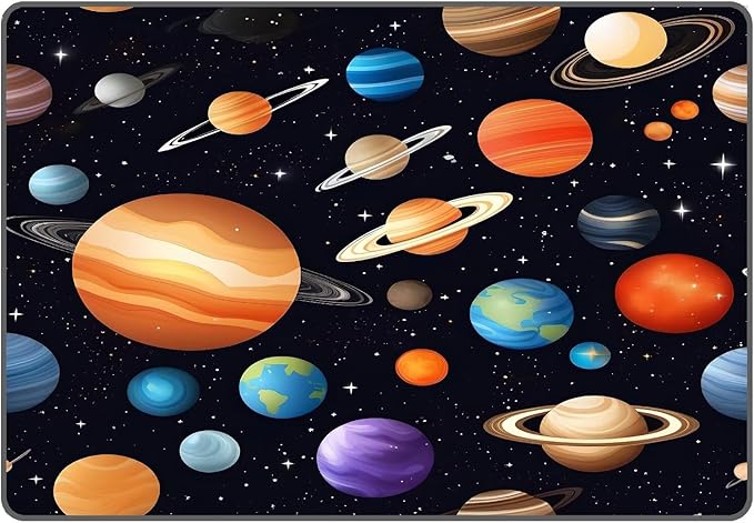 6' x 9' Space Rug for Kids Bedroom Cartoon Planet Stars Rugs Galaxy Carpet Printed Throw Rugs for Boys Children Living Room,180x275cm