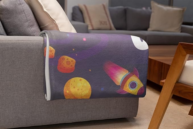Custom Space Blanket for Kids | Cozy Throw for Space Themed Bedroom Decor | Personalized Soft Warm Lightweight Fleece | Baby Gift for Boys and Girls (60x80)