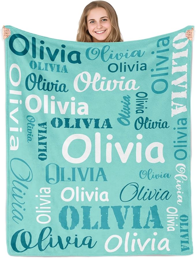 Gudina Personalized Name Blankets and Throws, Custom Blanket with Name, Personalized Christmas Blanket Gifts for Women Men