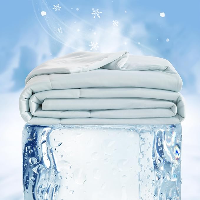 NTBAY Cooling Blanket King, 104x90 Inches - Lightweight Summer Bed Blanket for Hot Sleepers, Japanese Double-Sided Q-Max 0.45 Cooling Fabric, Aqua