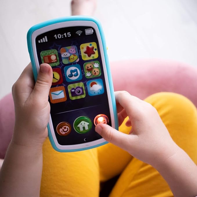 Baby Phone Toy with Record & Playback Features - Musical, Interactive and Educational Cell Phone Toddler Toys with 12 Smart Light Up Buttons - Learning Phones for Kids 6+ Months – ASTM Certified