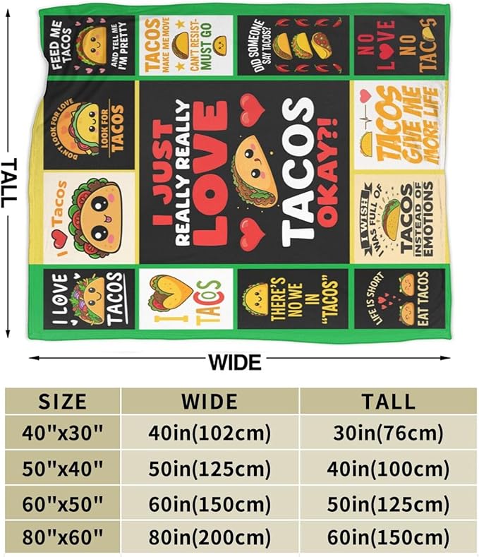 Taco Fleece Blanket Just a Girl Who Loves Tacos Throw Blankets for Girls Women Super Soft Warm Flannel Cartoon Food Throws Gifts for Kids Cozy Fuzzy Plush Stuffed Couch Bed Bedding Decor 60"x50"