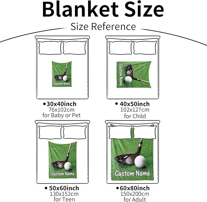 Personalized Custom Blanket: Soft Flannel Throw with Name & Number - Super Soft, Perfect for Kids, Boys, Girls, Women, Men Golf Lovers (30" x 40")