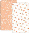 Crib Sheets for Boys and Girls, 2 Pack Fitted Baby Sheets for Standard Toddler Mattress 28" x 52", Soft Breathable Jersey Knit Baby Bedding (Nemo Dots)