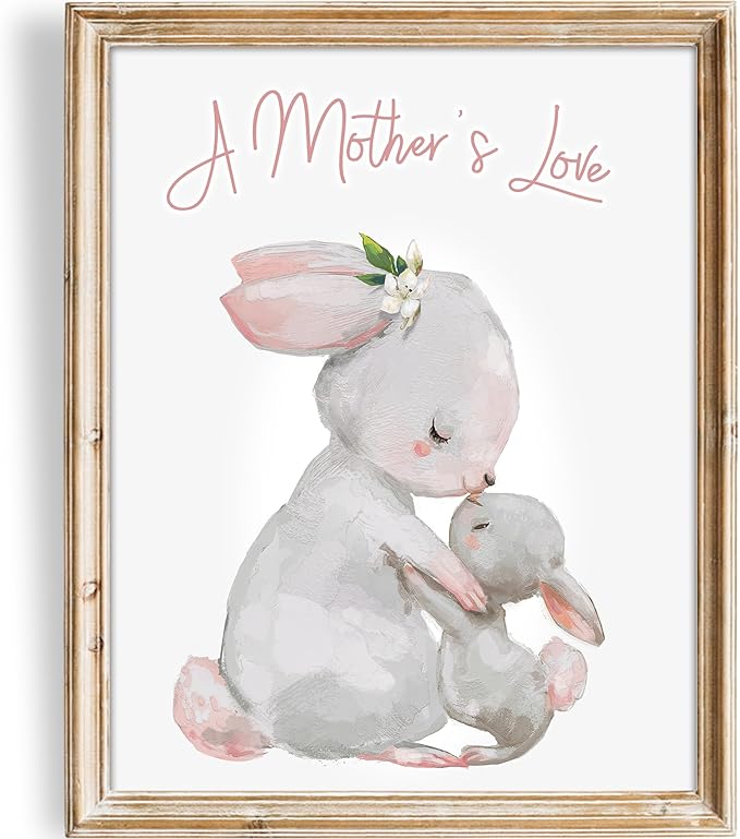 DREAM BIG PRINTABLES Mother and Child Bunny Wall Art Print - Unframed - 11x14 | Nursery Decor | Bedroom Decor | Room Decor Aesthetic | Bedroom Wall decor