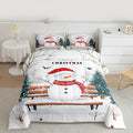Feelyou Merry Christmas Comforter Set Twin Size Cute Snowman Bedding Set for Kids Boys Girls Snowflake Duvet Quilt Christmas Tree Bedroom Decor Microfiber 2 Pcs with 1 Pillow Cases