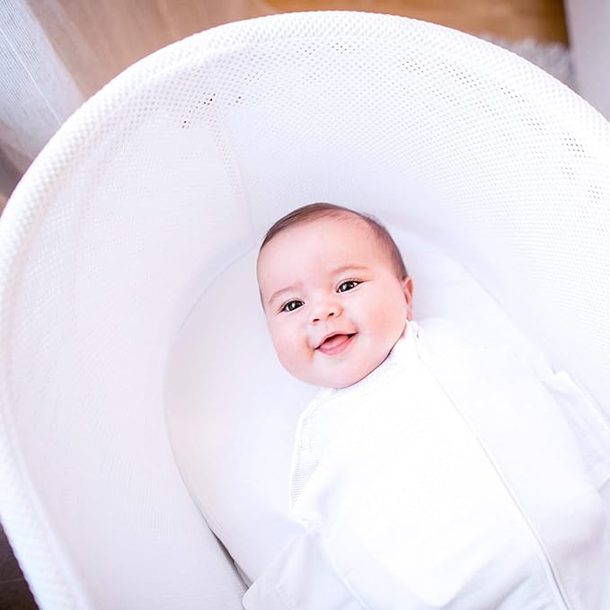Happiest Baby SNOO Sleep Sack - 100% Organic Cotton Baby Swaddle Blanket - Doctor Designed Promotes Healthy Hip Development - 3-Pack Bundle (White, S, M, L)