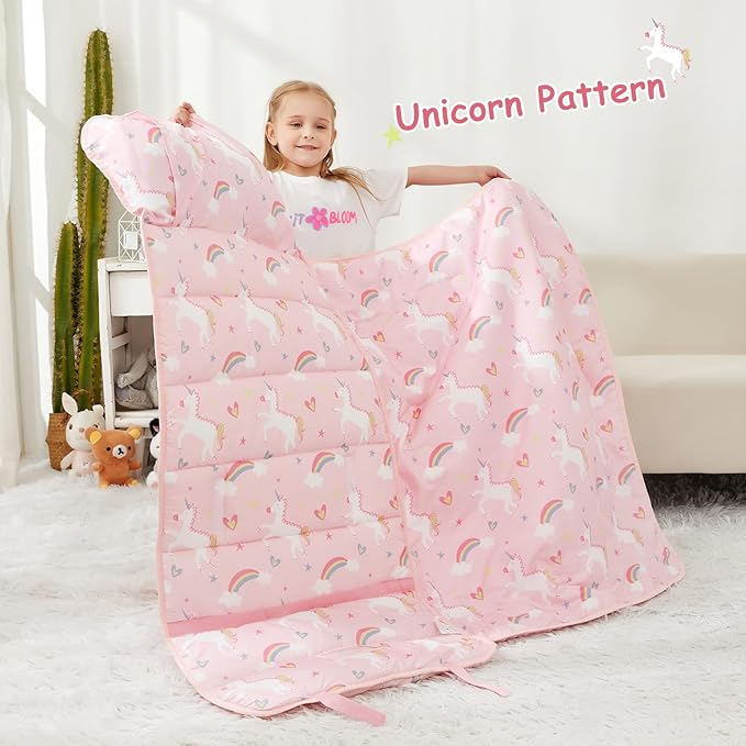 softan Toddler Nap Mat with Pillow and Blanket, Extra Large Rolled Napping Mats,Slumber Bags for Boys Girls,Easy to Roll up,Kids Sleeping Bag for Daycare, Preschool Travel Camping