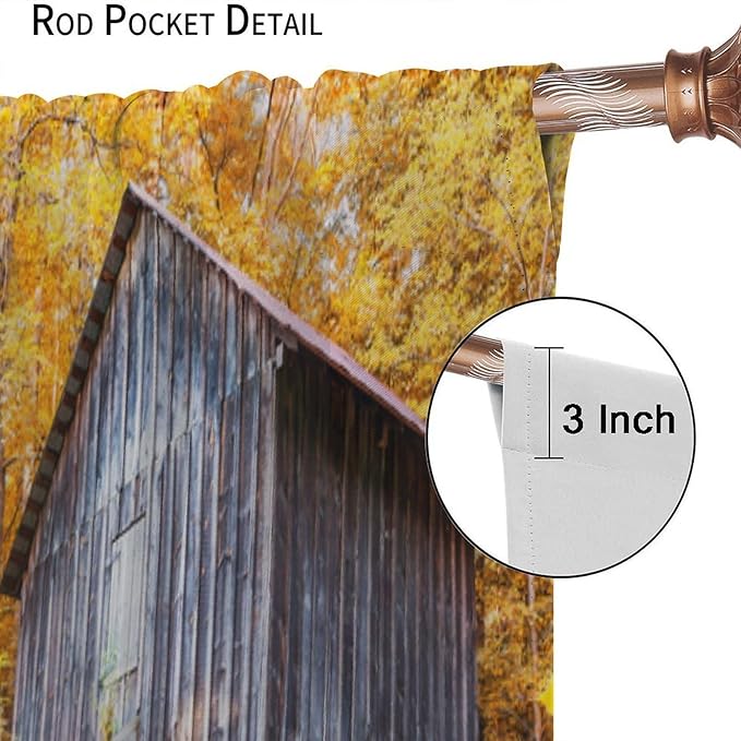 Autumn Waterfall Blackout Curtains, Landscape Fall Waterfall Outdoor Nature Art Window Drapes, for Bedroom Living Room 42" W X 45" L