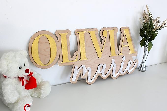 Large Wood Nursery Sign | Nursery name sign for Kids | Custom Wood Name Sign | 3D Wood Baby Name Sign (White)