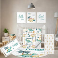 Personalized Baby Crib Set, 5 Pcs Baby Boy Crib Bedding Set, Custom Name Dinosaur Baby Crib Bedding Set Neutral, Double Layer Flannel Nursery Bedding Set, Customized Gifts for Toddler Infant